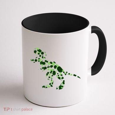 Green T Rex Polka Dot Dinosaur International Dot Day Coffee Mug back