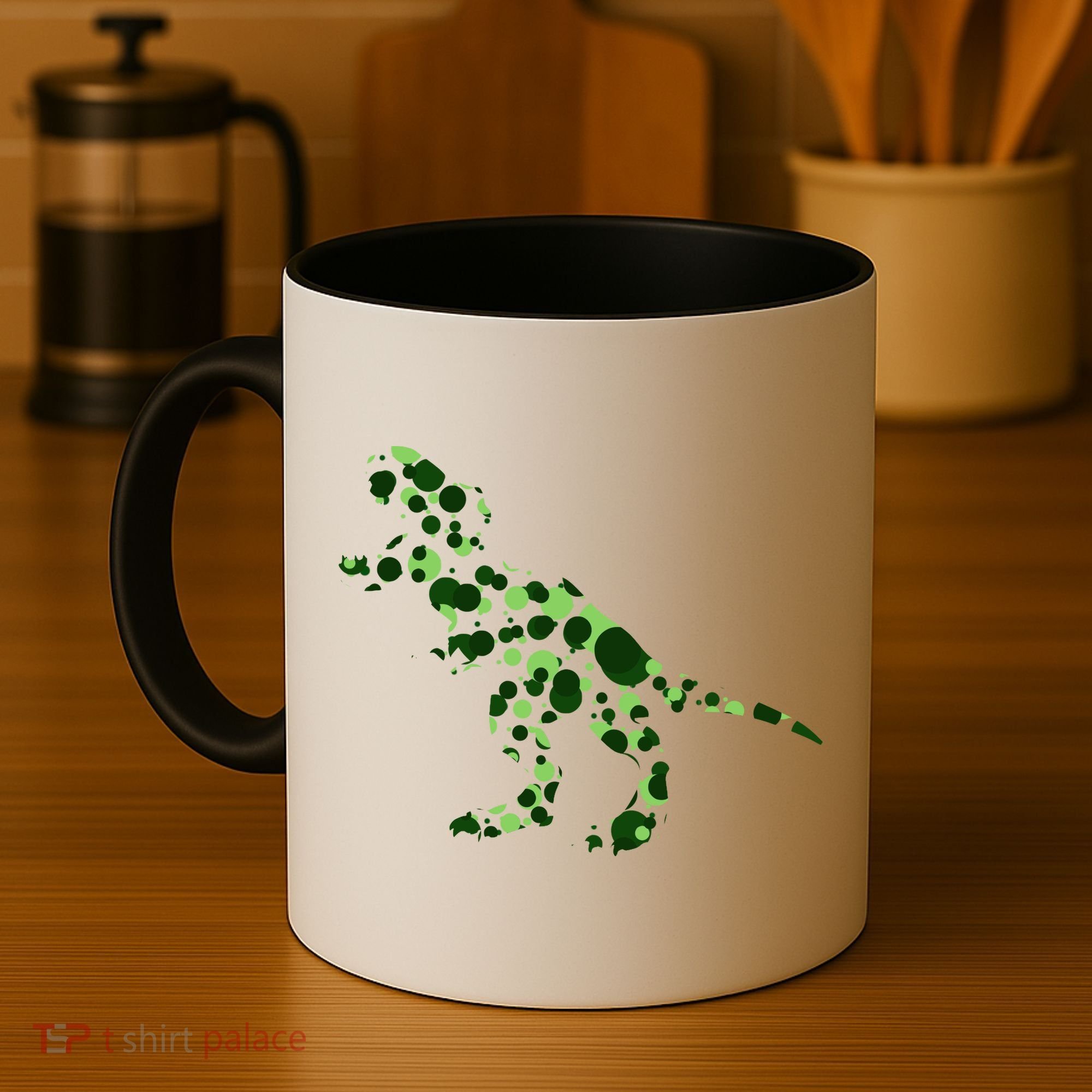 Green T Rex Polka Dot Dinosaur International Dot Day Coffee Mug