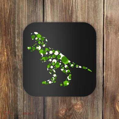 Green T Rex Polka Dot Dinosaur International Dot Day Coaster