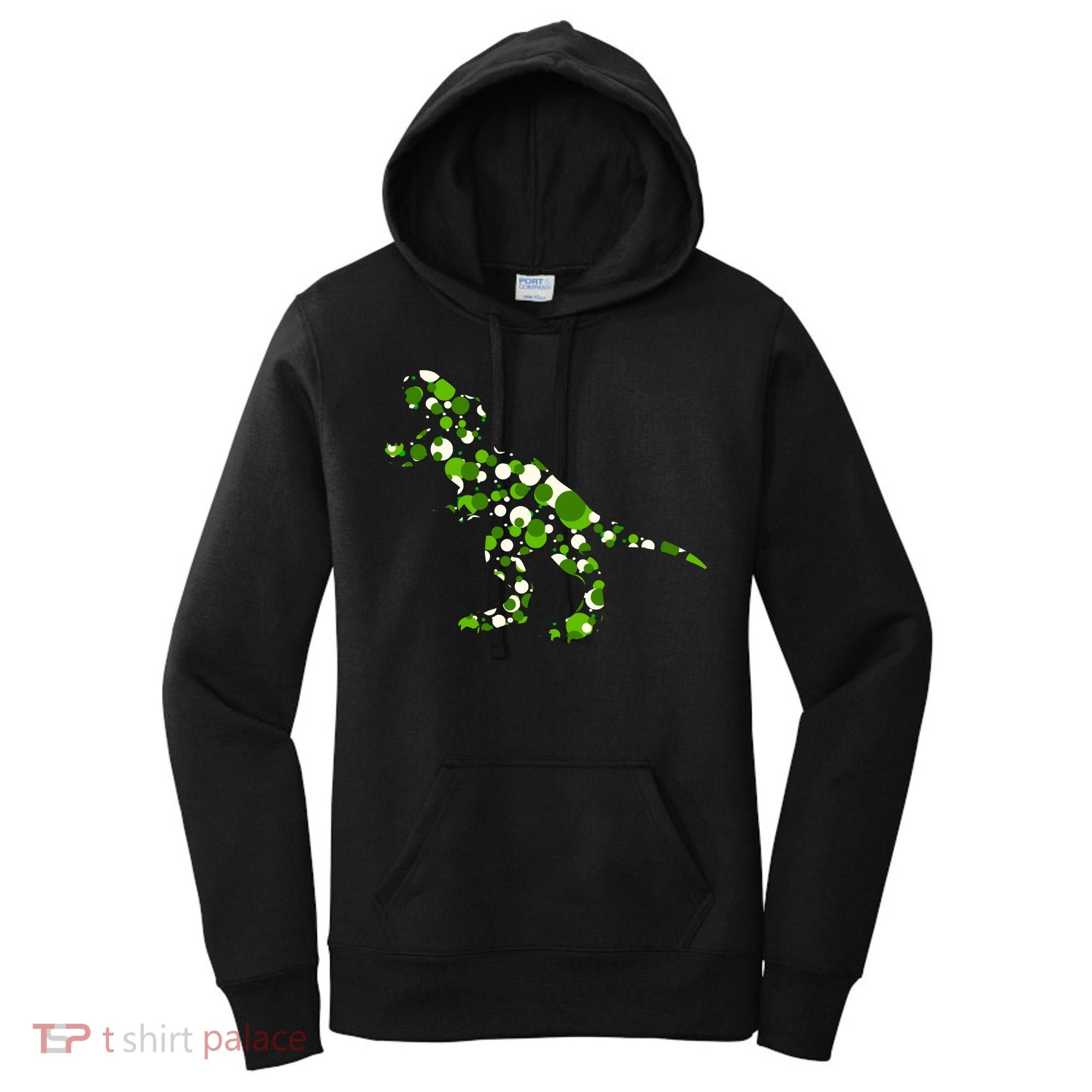 Green T Rex Polka Dot Dinosaur International Dot Day Women's Hoodie