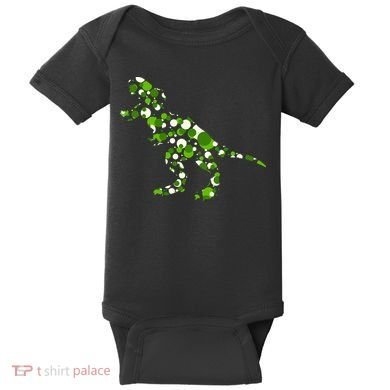 Green T Rex Polka Dot Dinosaur International Dot Day Baby Bodysuit