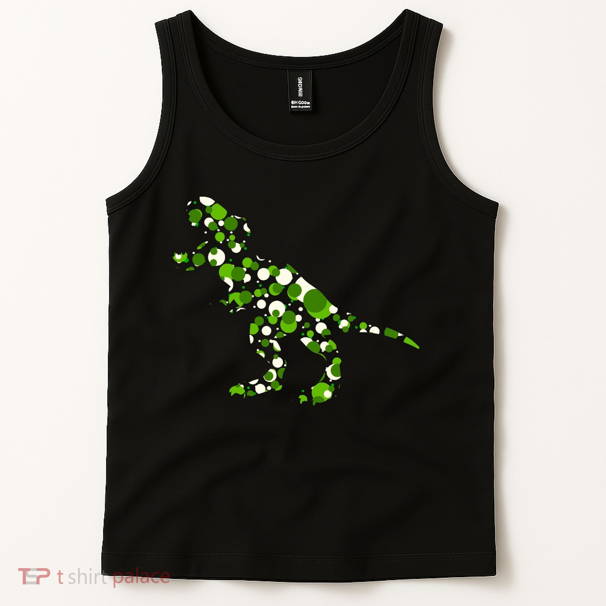 Green T Rex Polka Dot Dinosaur International Dot Day Tank Top