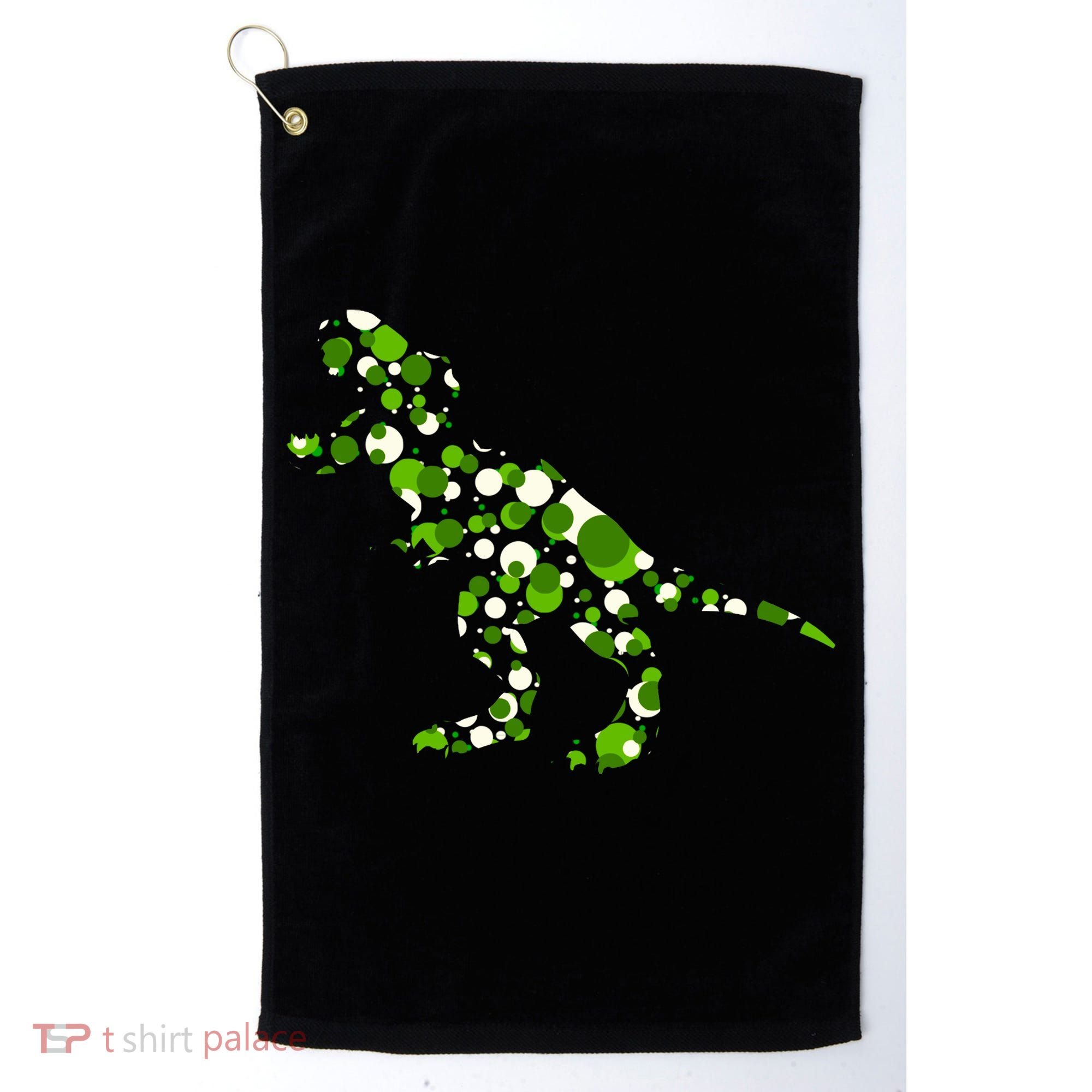Green T Rex Polka Dot Dinosaur International Dot Day Golf Towel