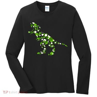 Green T Rex Polka Dot Dinosaur International Dot Day Women's Long Sleeve Shirt