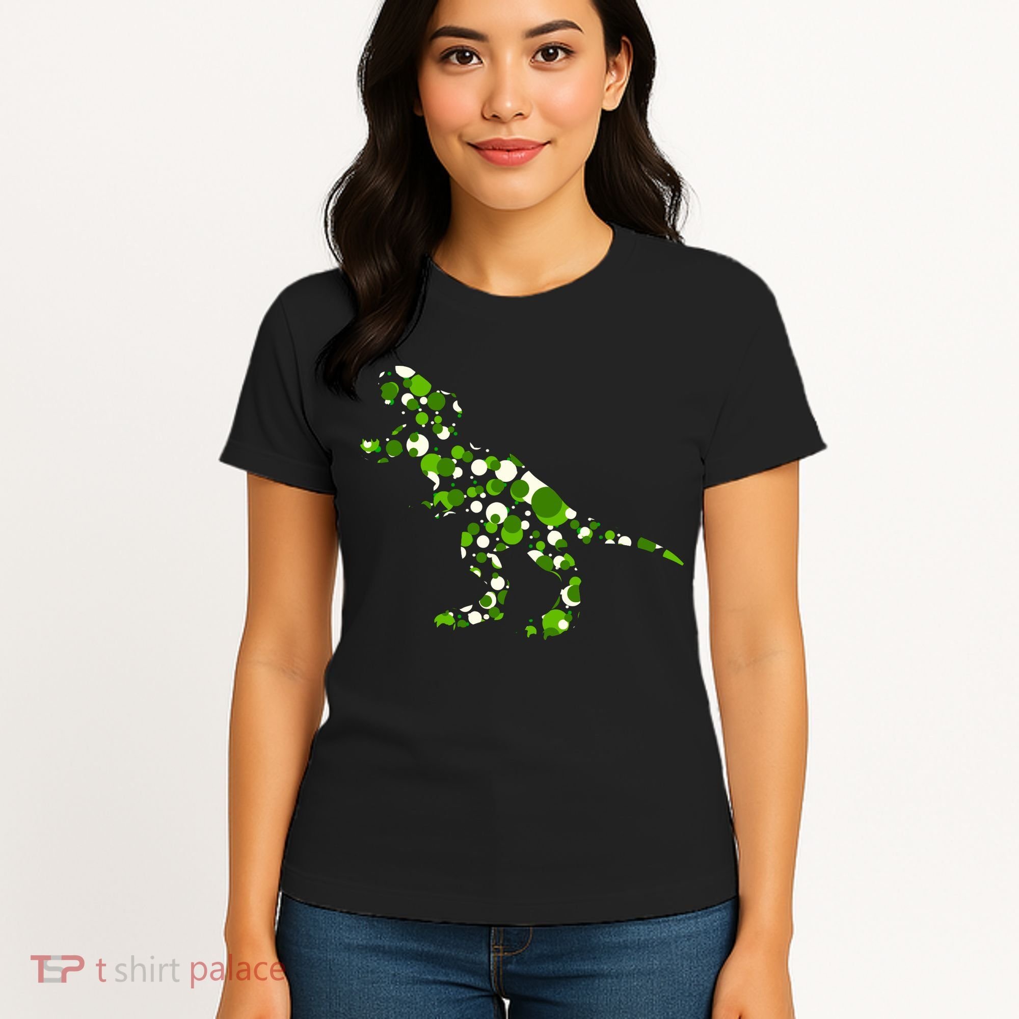 Green T Rex Polka Dot Dinosaur International Dot Day Women's T-Shirt