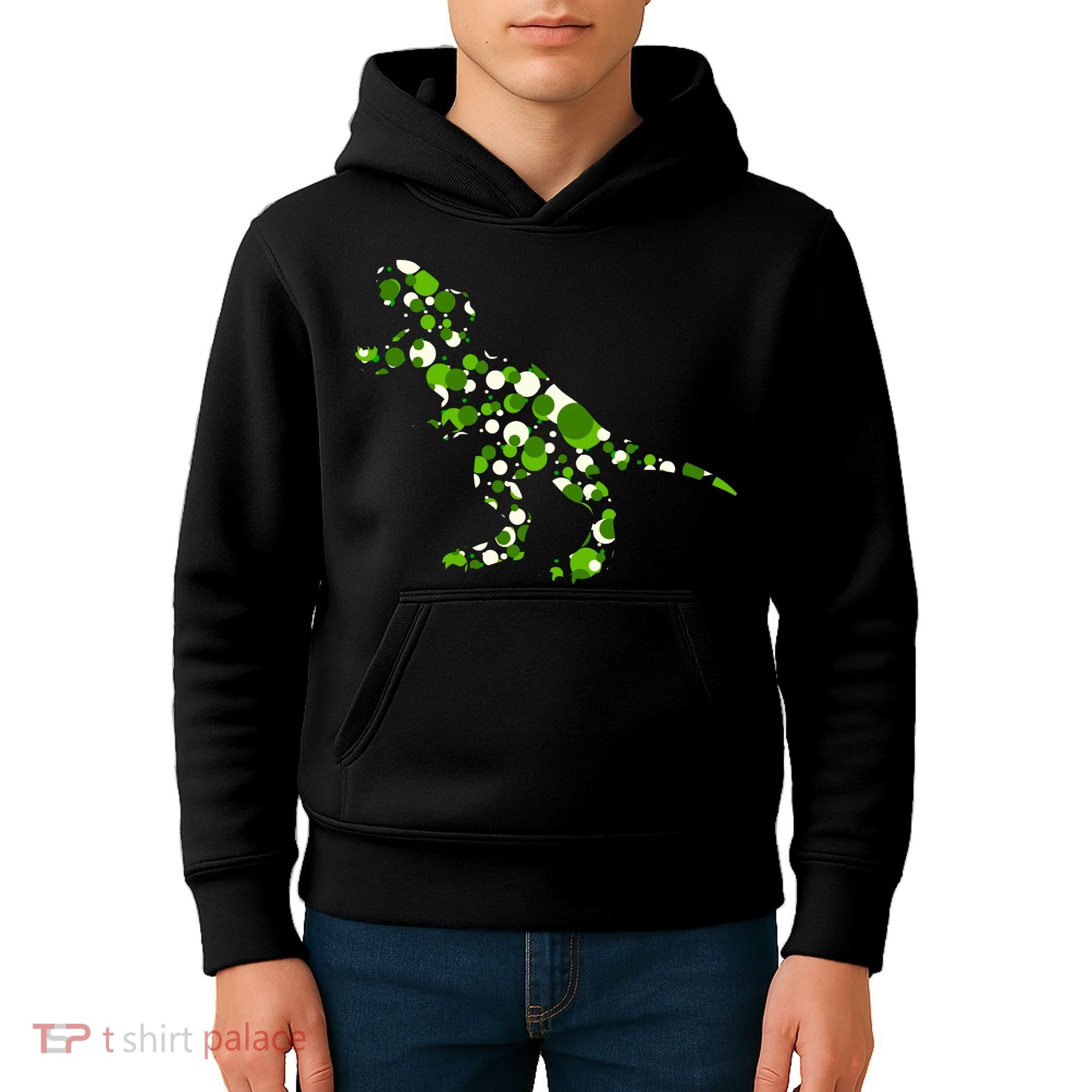 Green T Rex Polka Dot Dinosaur International Dot Day Kids Hoodie