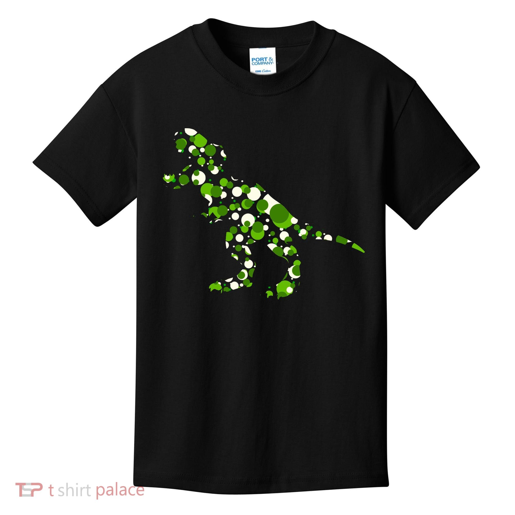 Green T Rex Polka Dot Dinosaur International Dot Day Kids T-Shirt