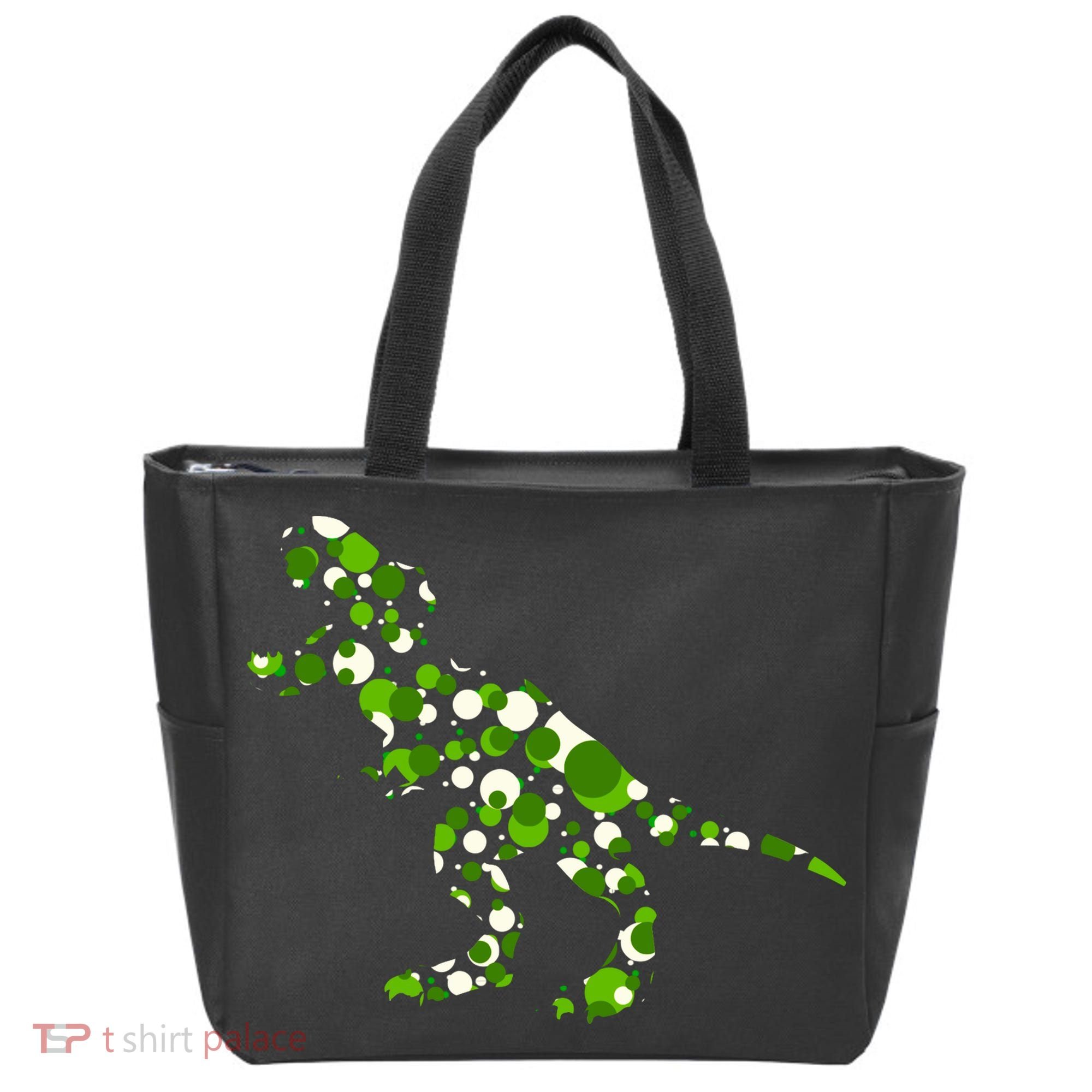 Green T Rex Polka Dot Dinosaur International Dot Day Tote Bag