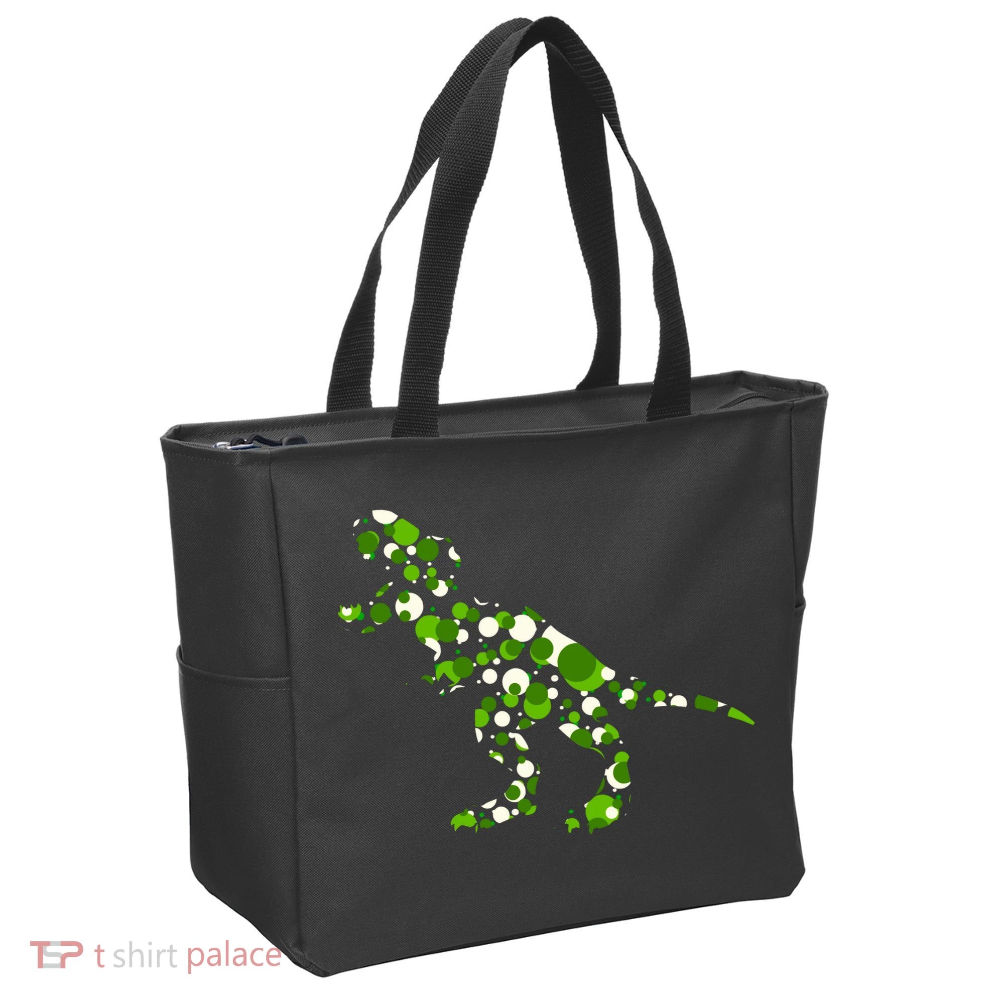 Green T Rex Polka Dot Dinosaur International Dot Day Tote Bag