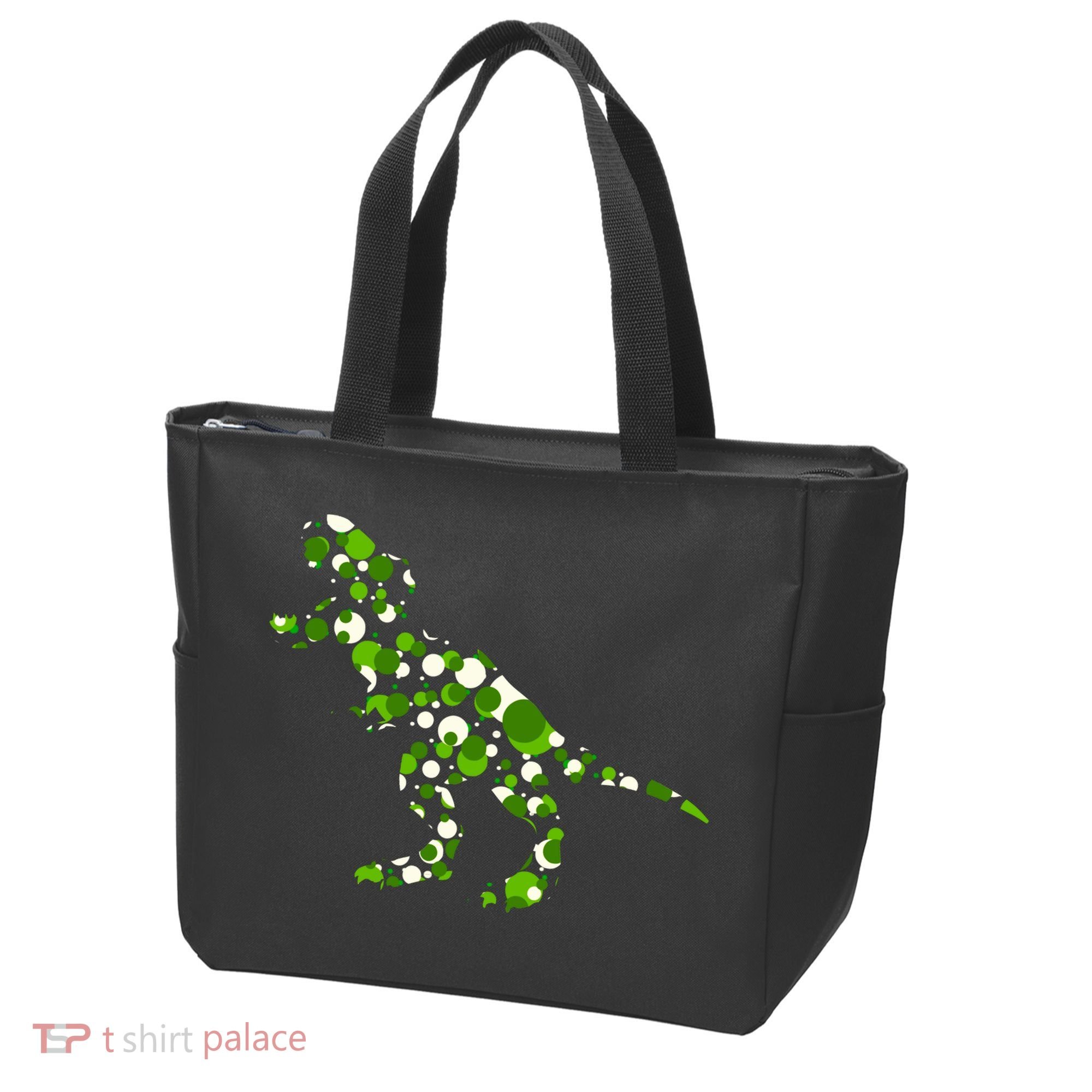 Green T Rex Polka Dot Dinosaur International Dot Day Tote Bag