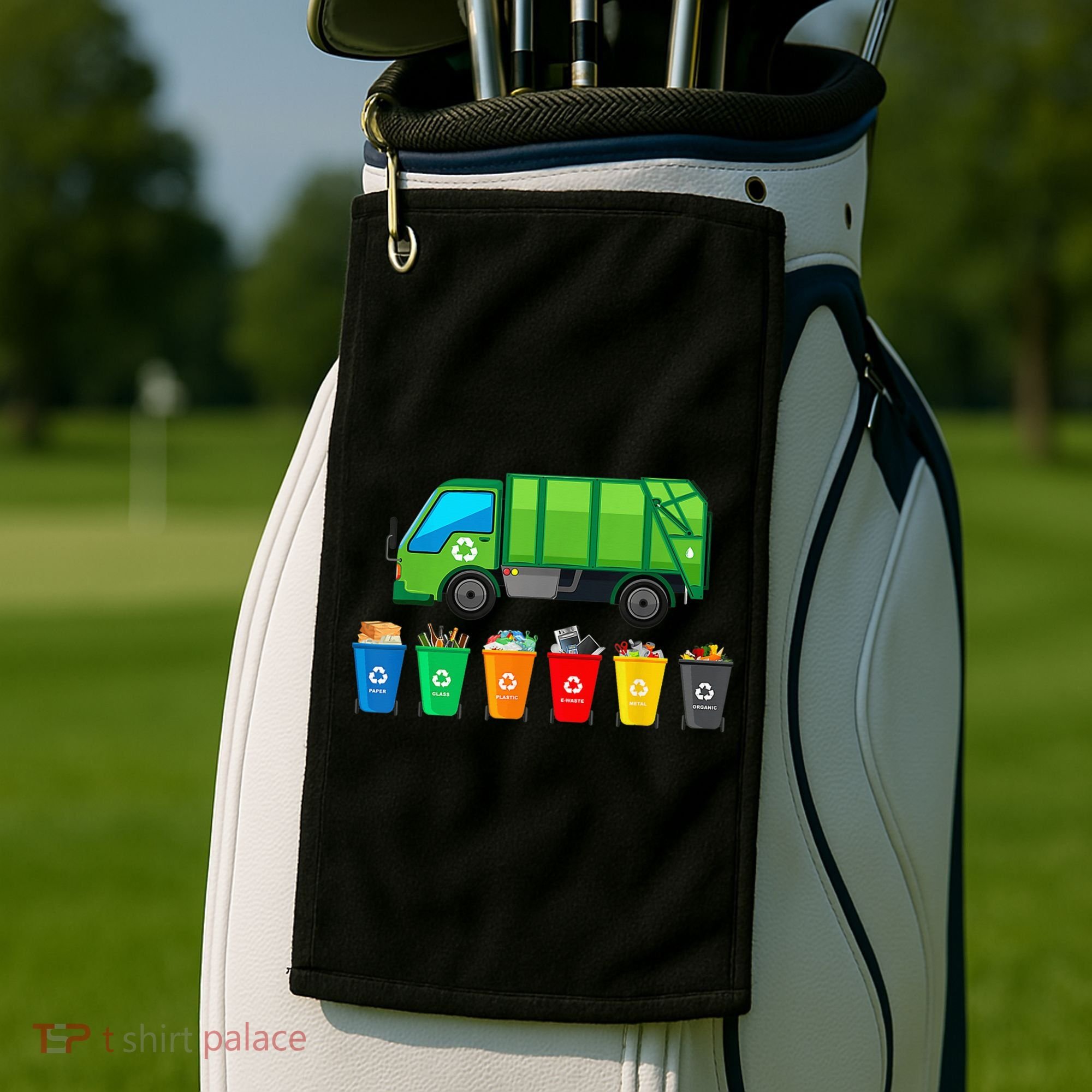 Garbage Truck Reuse Recycle Trash Collector Earth Day Golf Towel