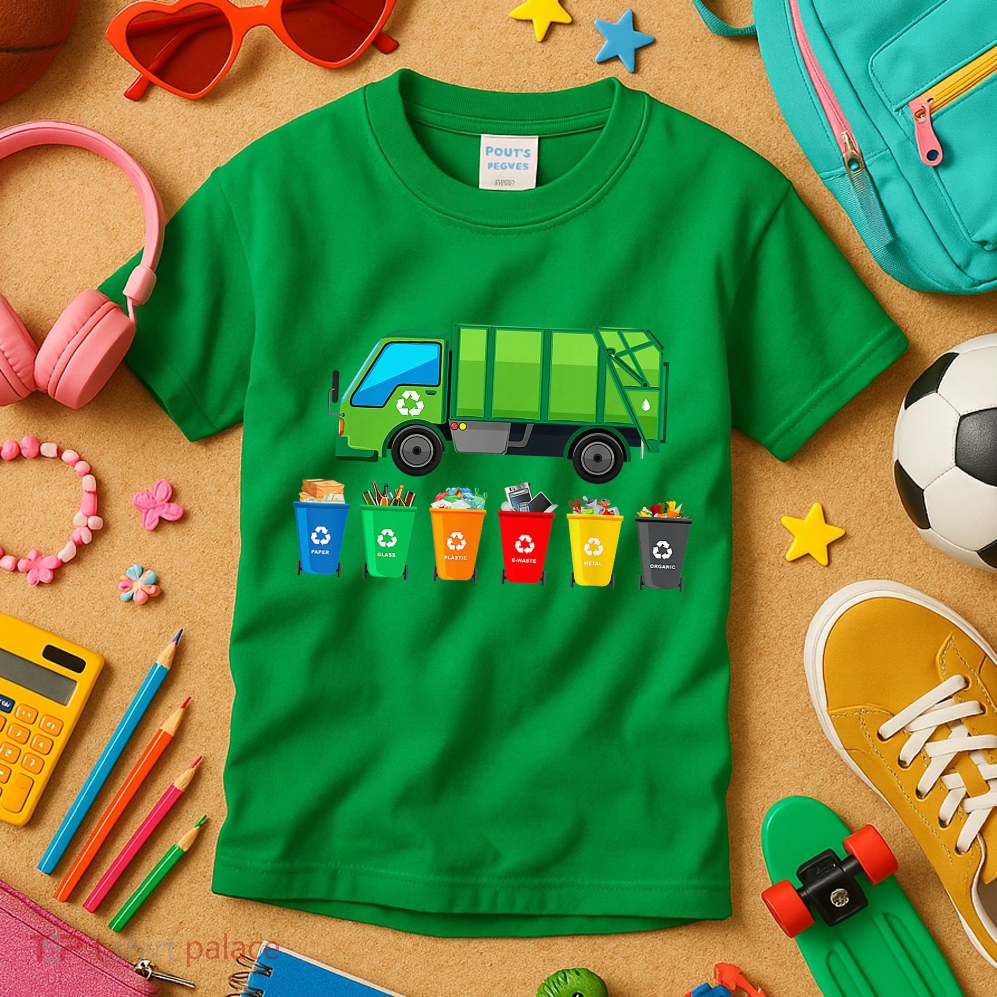 Garbage Truck Reuse Recycle Trash Collector Earth Day Kids T-Shirt