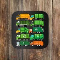 Garbage Truck Recycling Day Trash Waste Separation Birthday Coaster thumb 0