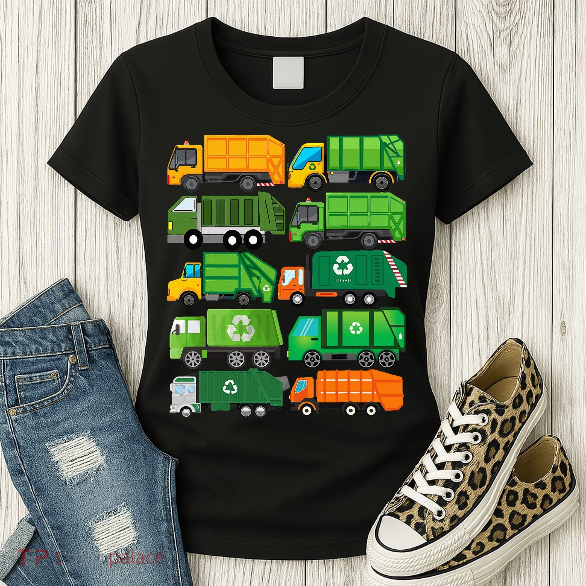 Garbage Truck Recycling Day Trash Waste Separation Birthday Women's T-Shirt