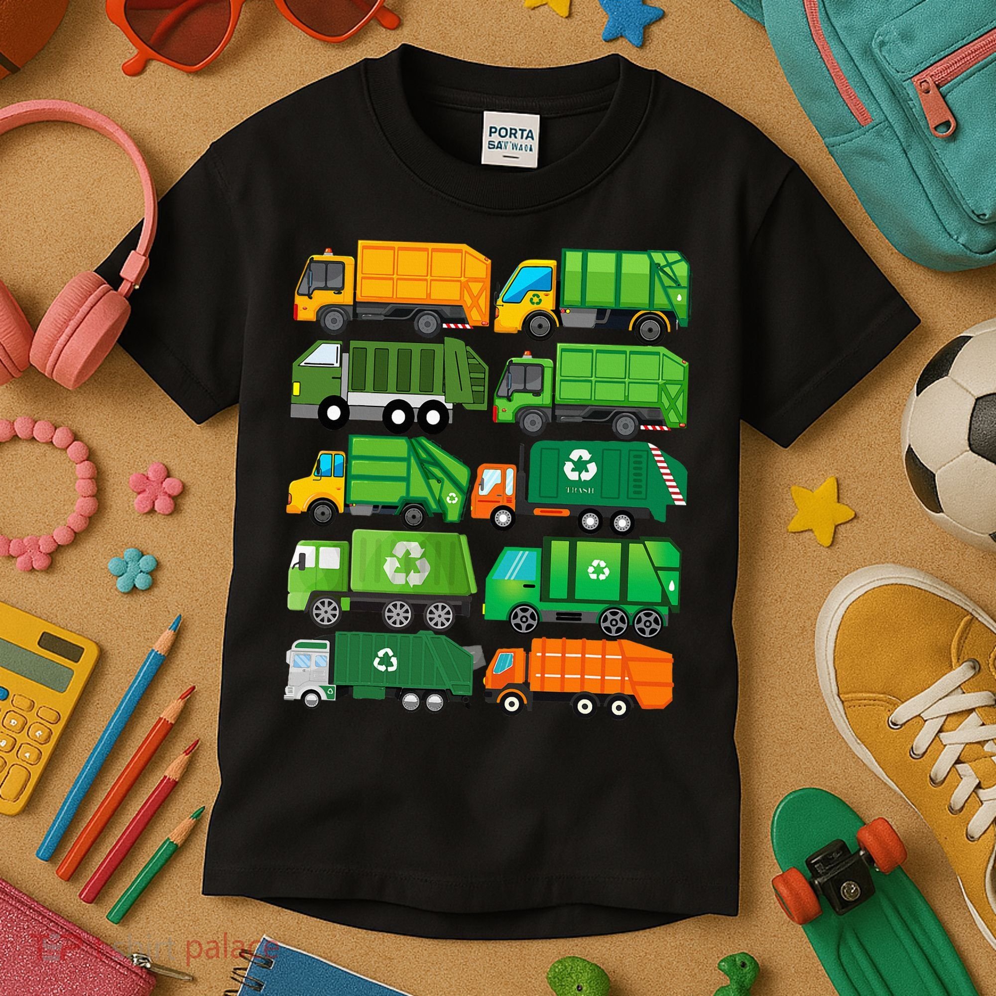 Garbage Truck Recycling Day Trash Waste Separation Birthday Kids T-Shirt