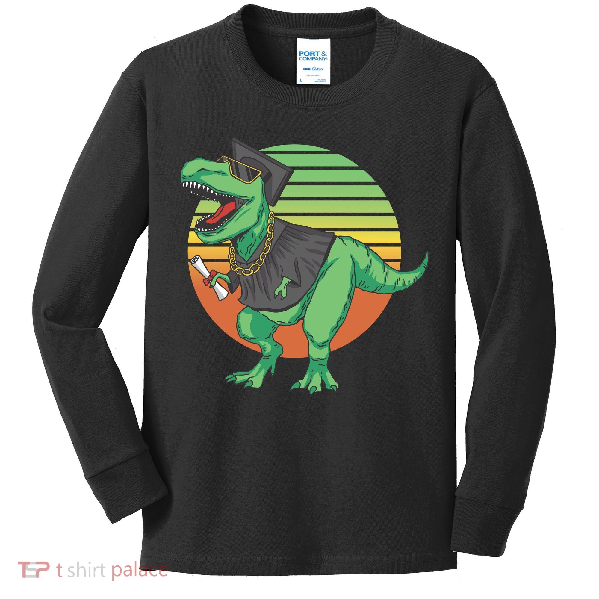 Graduation T Rex Cute Gift Kids Long Sleeve Shirt
