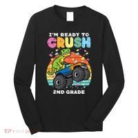 Gamer T Rex On Monster Truck Im Ready To Crush 2nd Grade Boy Long Sleeve Shirt thumb 0