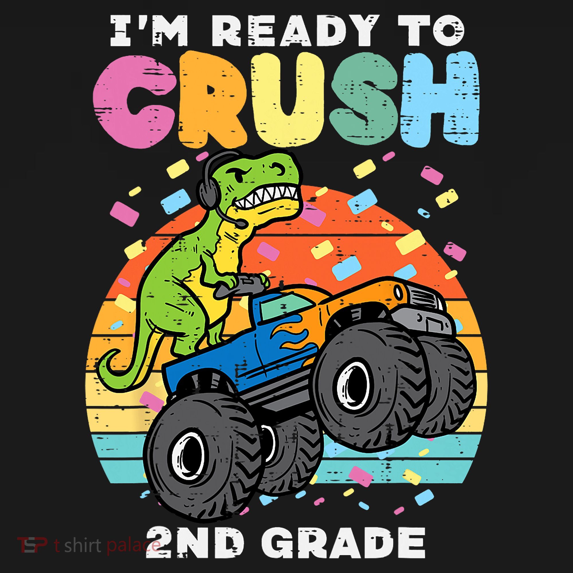 Gamer T Rex On Monster Truck Im Ready To Crush 2nd Grade Boy Coaster