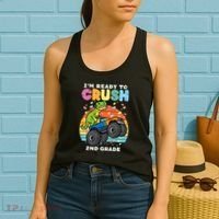 Gamer T Rex On Monster Truck Im Ready To Crush 2nd Grade Boy Women's Tank Top thumb 2