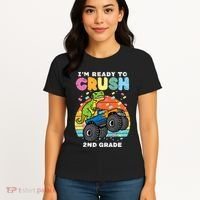 Gamer T Rex On Monster Truck Im Ready To Crush 2nd Grade Boy Women's T-Shirt thumb 4