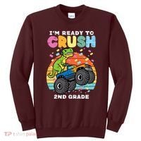 Gamer T Rex On Monster Truck Im Ready To Crush 2nd Grade Boy Sweatshirt thumb 0