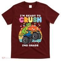 Gamer T Rex On Monster Truck Im Ready To Crush 2nd Grade Boy T-Shirt thumb 0