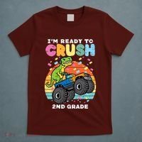 Gamer T Rex On Monster Truck Im Ready To Crush 2nd Grade Boy T-Shirt thumb 5