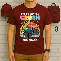 Gamer T Rex On Monster Truck Im Ready To Crush 2nd Grade Boy T-Shirt thumb 6