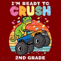 Gamer T Rex On Monster Truck Im Ready To Crush 2nd Grade Boy Visor thumb 3