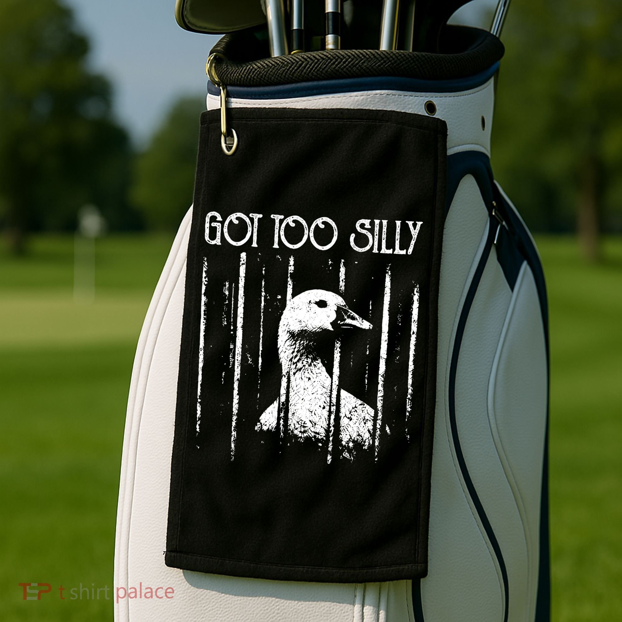 Got Too Silly Goose Meme Funny Jailbird Prison Golf Towel