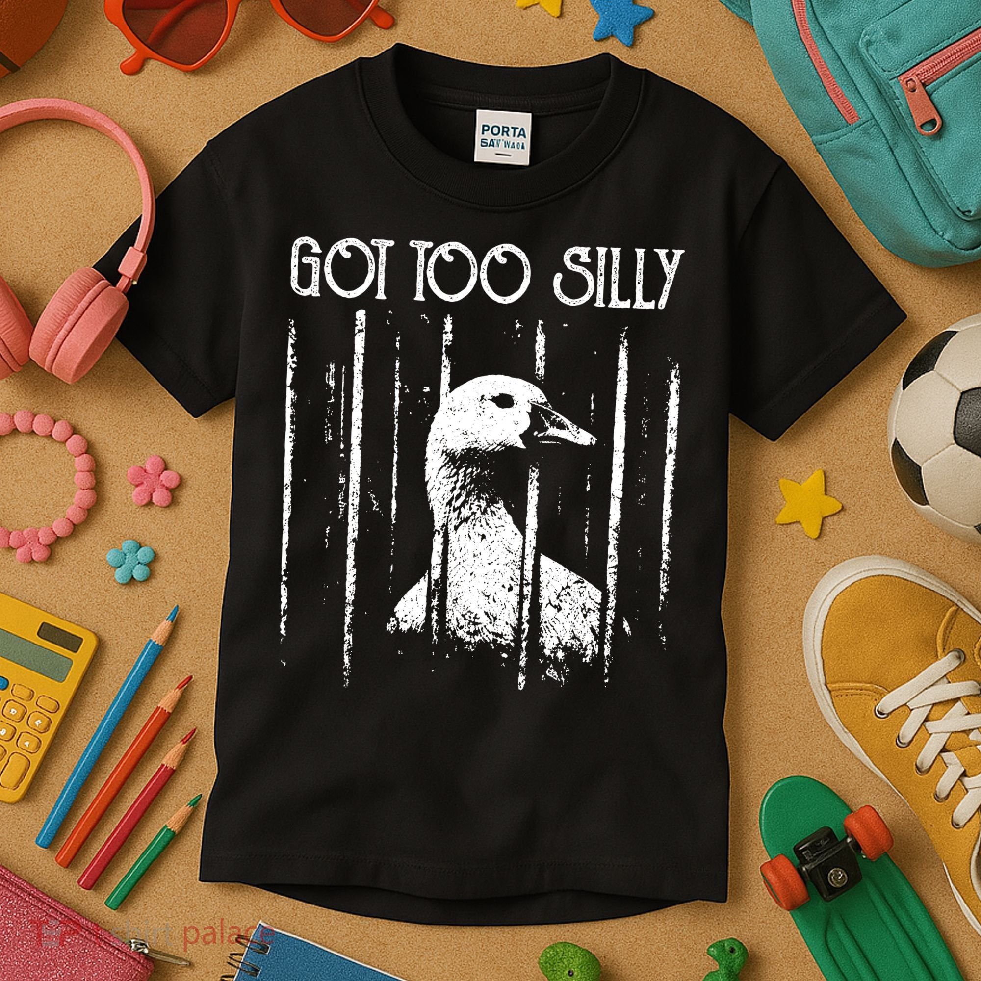 Got Too Silly Goose Meme Funny Jailbird Prison Kids T-Shirt