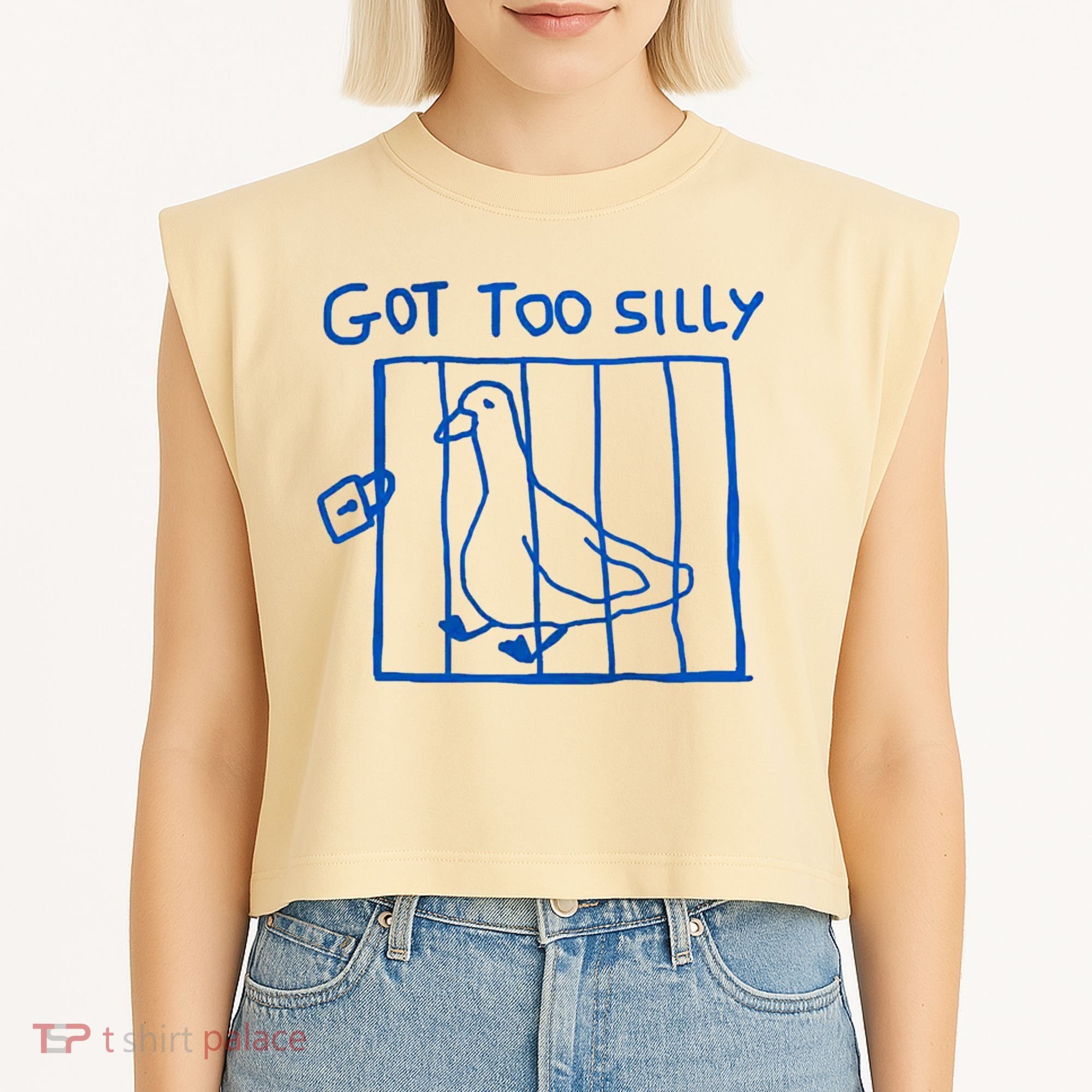 Got Too Silly Funny Duck, Silly Goose Funny, meme Garment-Dyed Women's Muscle Tee