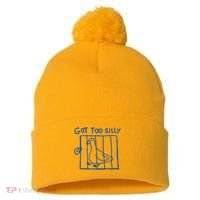 Got Too Silly Funny Duck, Silly Goose Funny, meme Pom Pom 12in Knit Beanie thumb 0