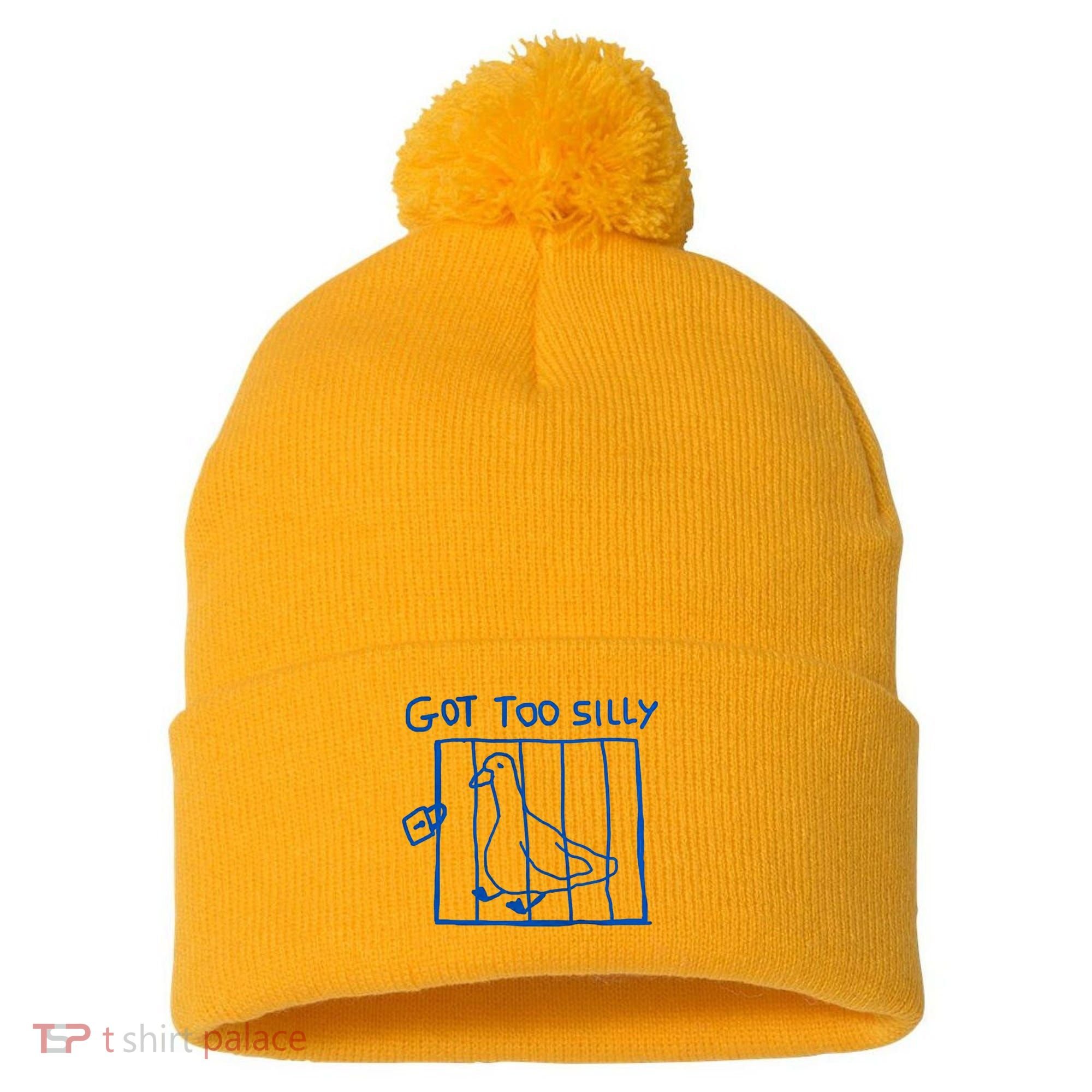 Got Too Silly Funny Duck, Silly Goose Funny, meme Pom Pom 12in Knit Beanie