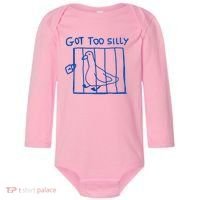 Got Too Silly Funny Duck, Silly Goose Funny, meme Baby Long Sleeve Bodysuit thumb 0