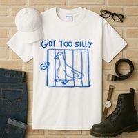 Got Too Silly Funny Duck, Silly Goose Funny, meme Tall T-Shirt thumb 3