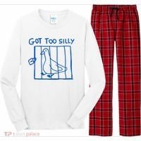 Got Too Silly Funny Duck, Silly Goose Funny, meme Long Sleeve Pajama Set thumb 0