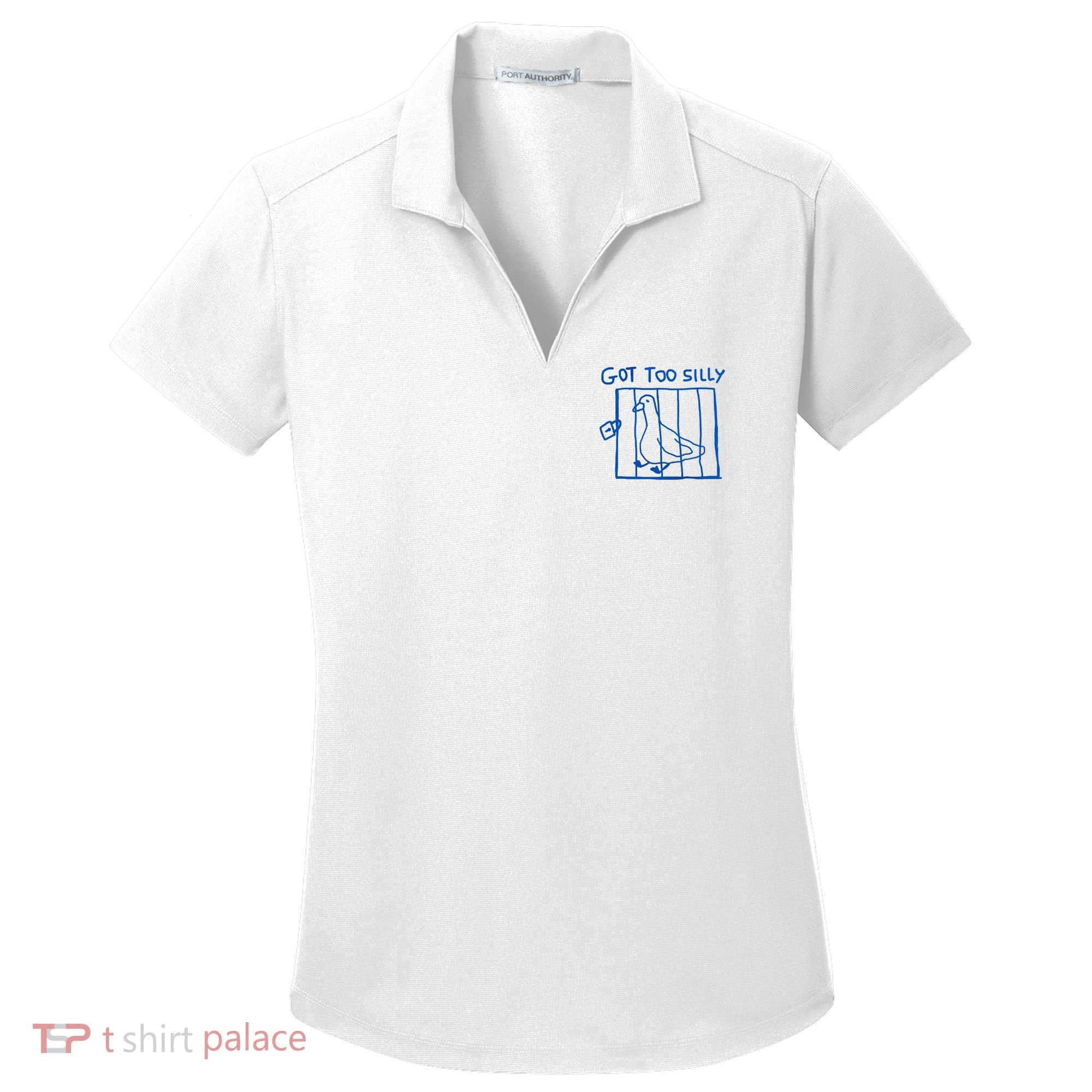Got Too Silly Funny Duck, Silly Goose Funny, meme Women's Dry Zone Grid Polo