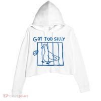 Got Too Silly Funny Duck, Silly Goose Funny, meme Crop Fleece Hoodie thumb 0