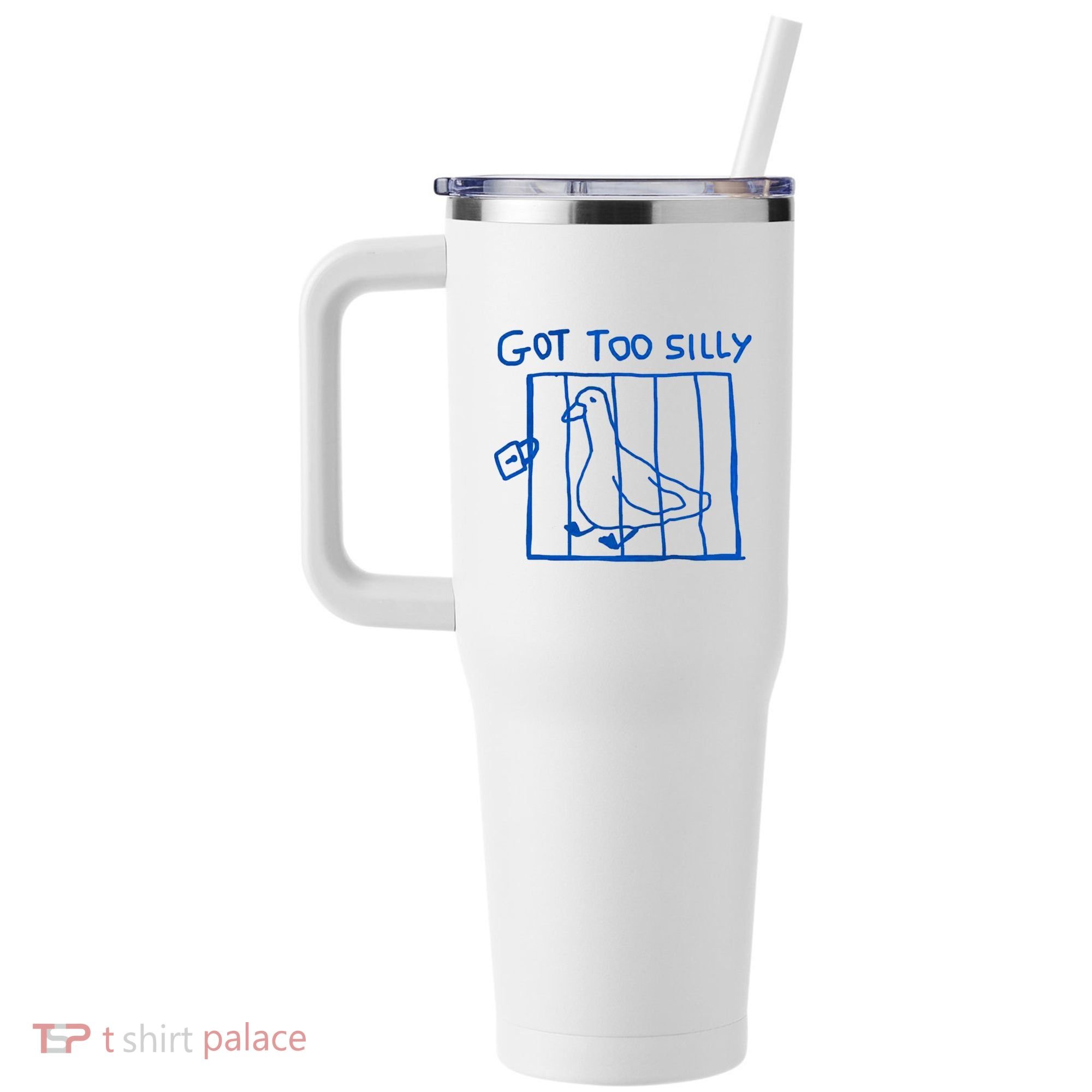 Got Too Silly Funny Duck, Silly Goose Funny, meme 40oz Vacuum Insulated Stainless Steel Travel Tumbler