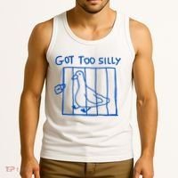 Got Too Silly Funny Duck, Silly Goose Funny, meme Tank Top thumb 3