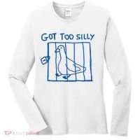 Got Too Silly Funny Duck, Silly Goose Funny, meme Women's Long Sleeve Shirt thumb 0