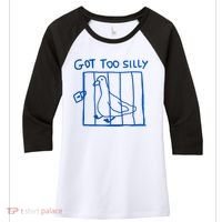 Got Too Silly Funny Duck, Silly Goose Funny, meme Women's Tri-Blend 3/4-Sleeve Raglan Shirt thumb 0