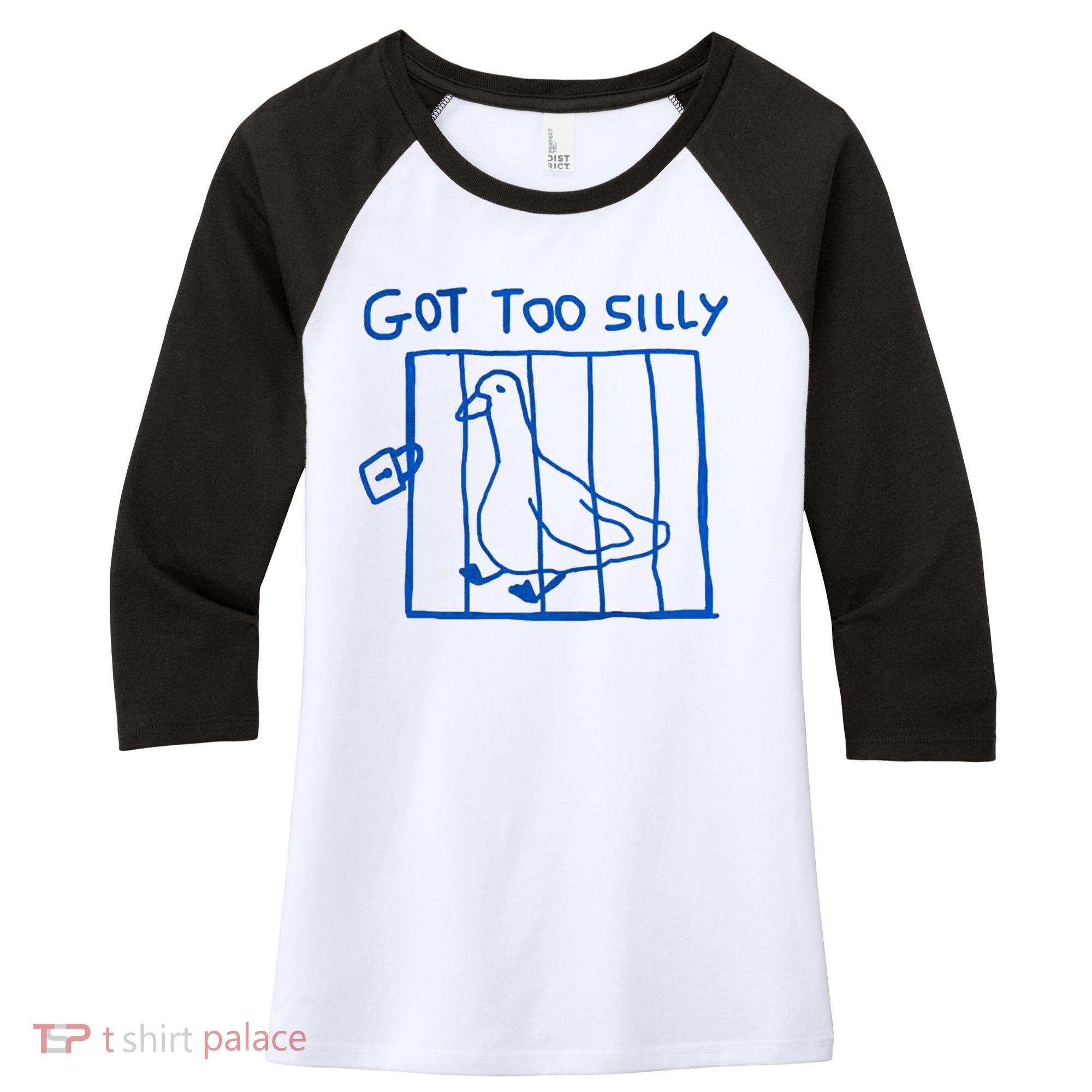 Got Too Silly Funny Duck, Silly Goose Funny, meme Women's Tri-Blend 3/4-Sleeve Raglan Shirt