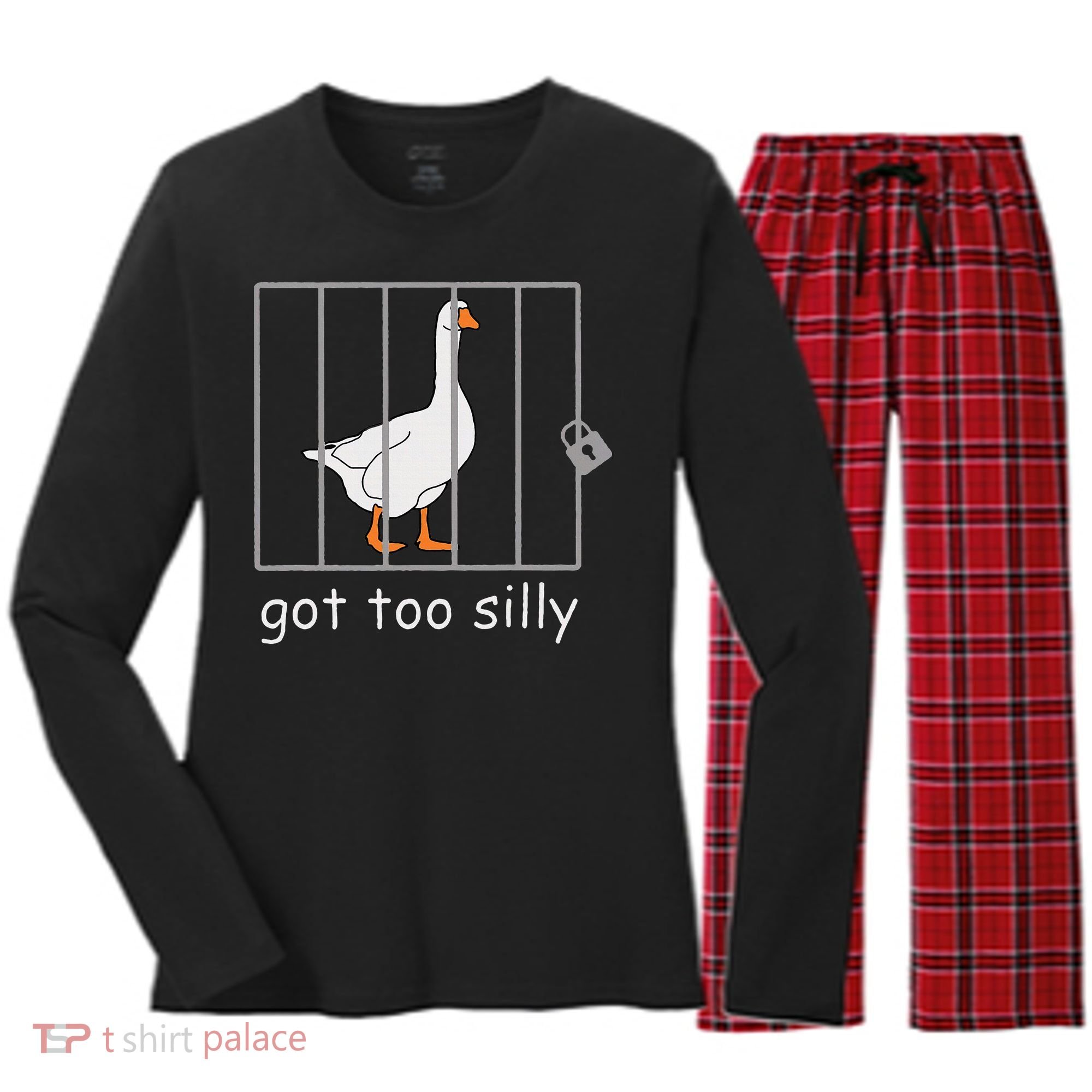 Got Too Silly  Silly Goose Women's Long Sleeve Flannel Pajama Set 