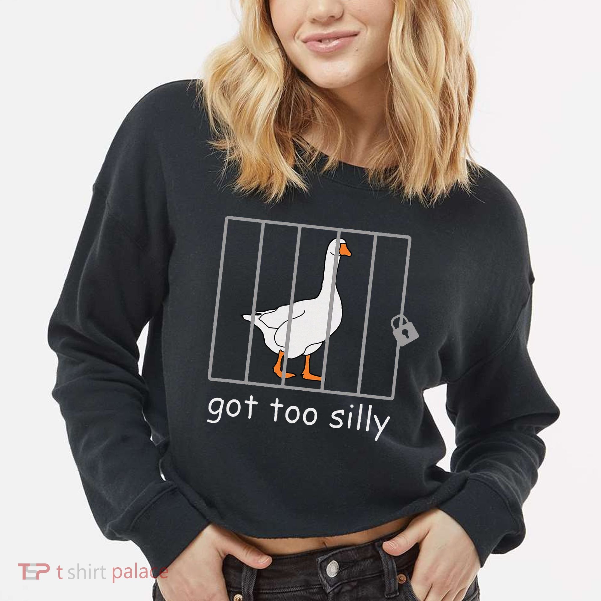 Got Too Silly  Silly Goose Cropped Pullover Crew