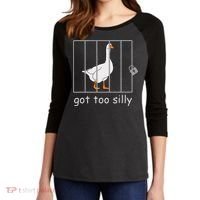 Got Too Silly  Silly Goose Women's Tri-Blend 3/4-Sleeve Raglan Shirt thumb 2