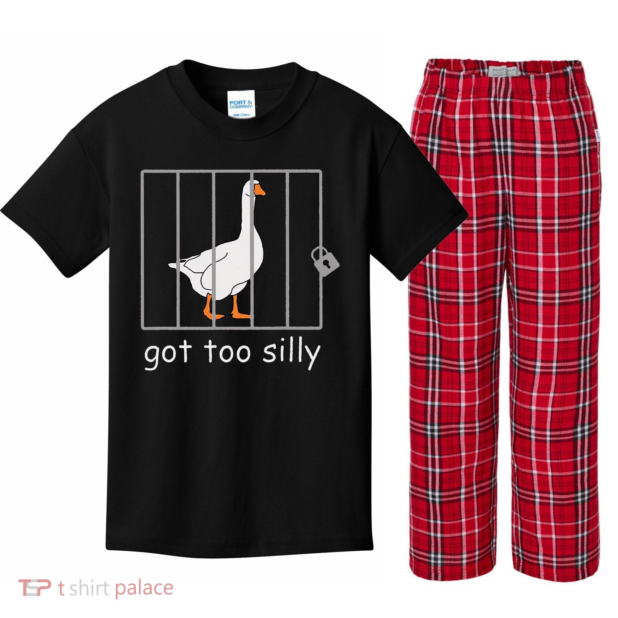 Got Too Silly  Silly Goose Kids Plaid Pajama Set