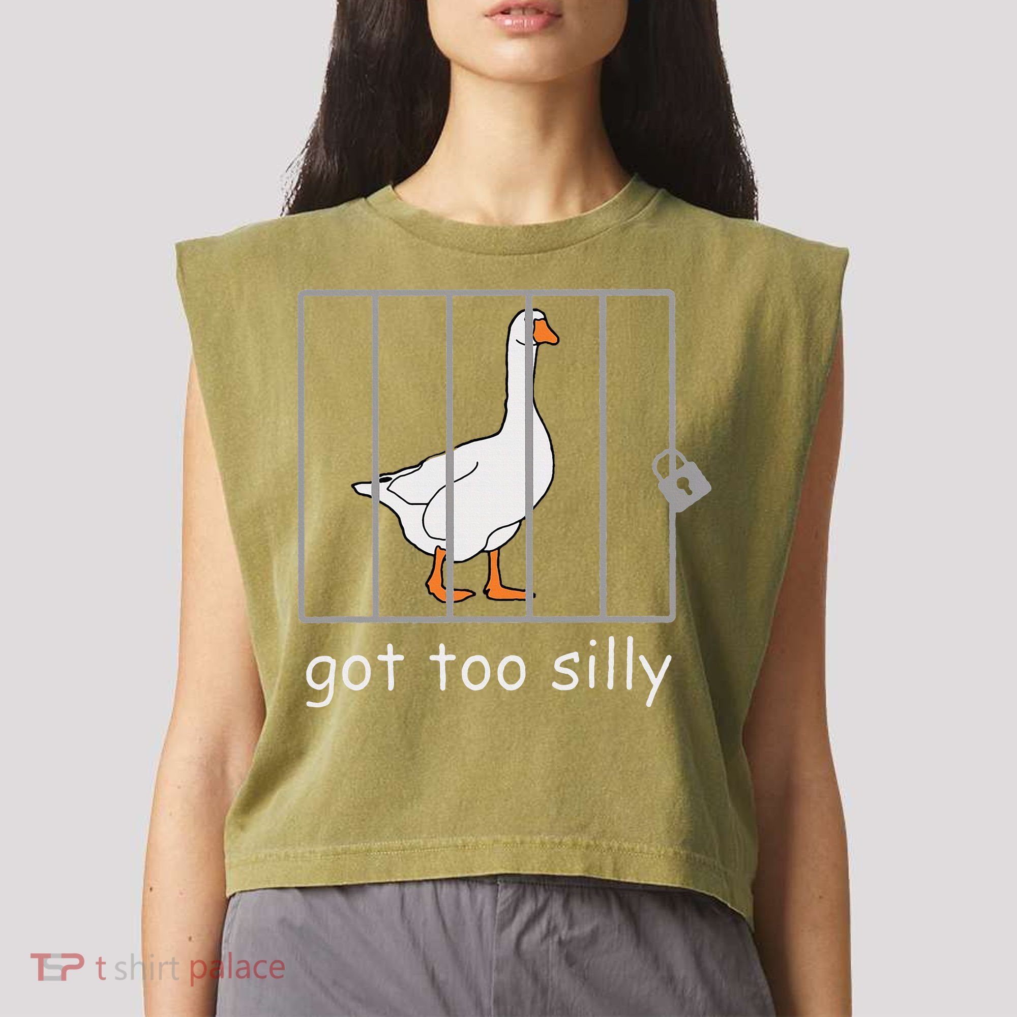 Got Too Silly  Silly Goose Garment-Dyed Women's Muscle Tee