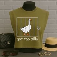 Got Too Silly  Silly Goose Garment-Dyed Women's Muscle Tee thumb 3